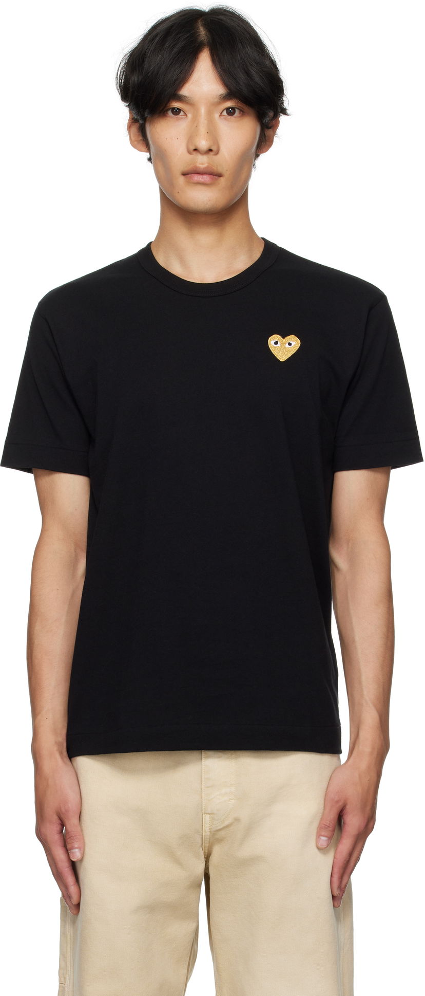 Majica Comme des Garçons COMME des GARÇONS PLAY Heart Patch T-Shirt Črna | AZ-T216-051