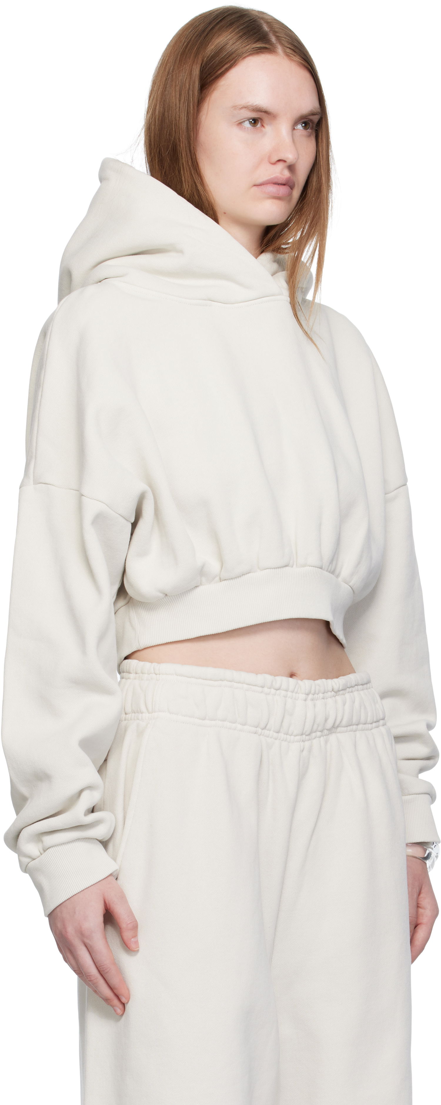Pulover Entire Studios Entire Studios Cropped Heavy Hoodie Bež | ES2392RI, 1