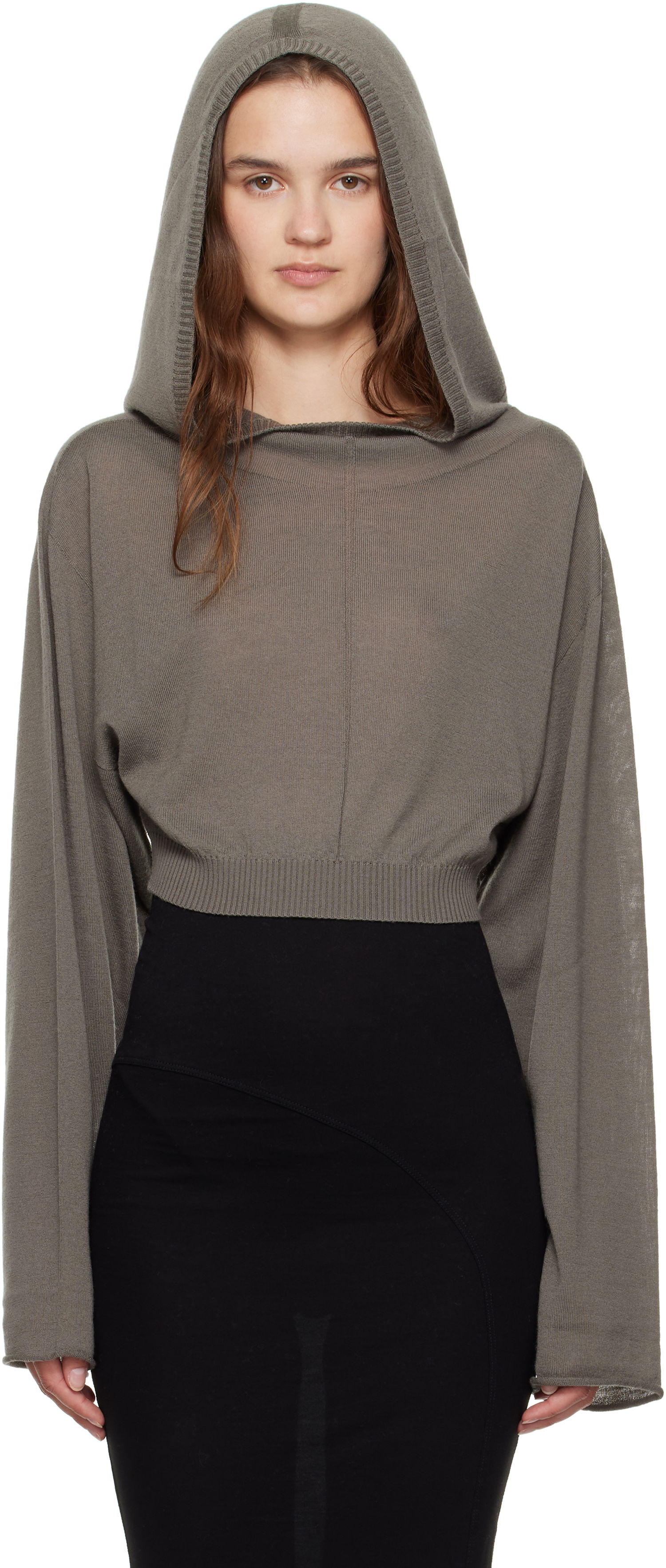 Pulover Rick Owens Rick Owens Cropped Hooded Tunic Siva | RP02E4632 M, 0