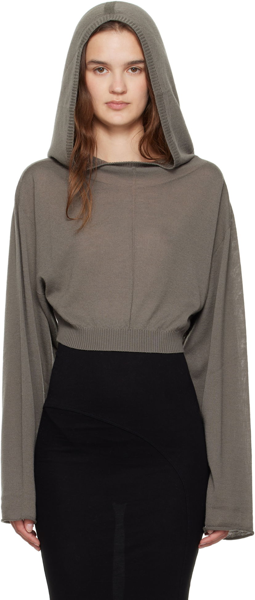 Pulover Rick Owens Rick Owens Cropped Hooded Tunic Siva | RP02E4632 M