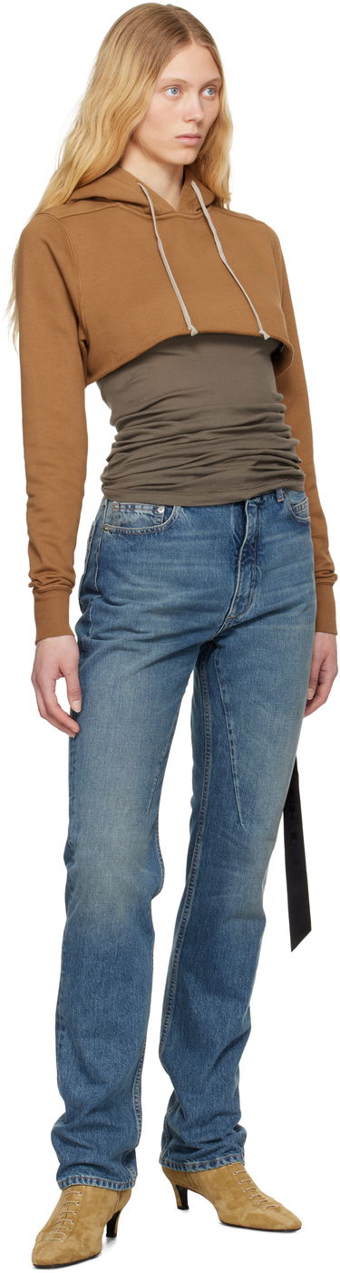 Pulover Rick Owens Rick Owens DRKSHDW Hollywood Cropped Hoodie Rjava | DS01E3222 FP, 3