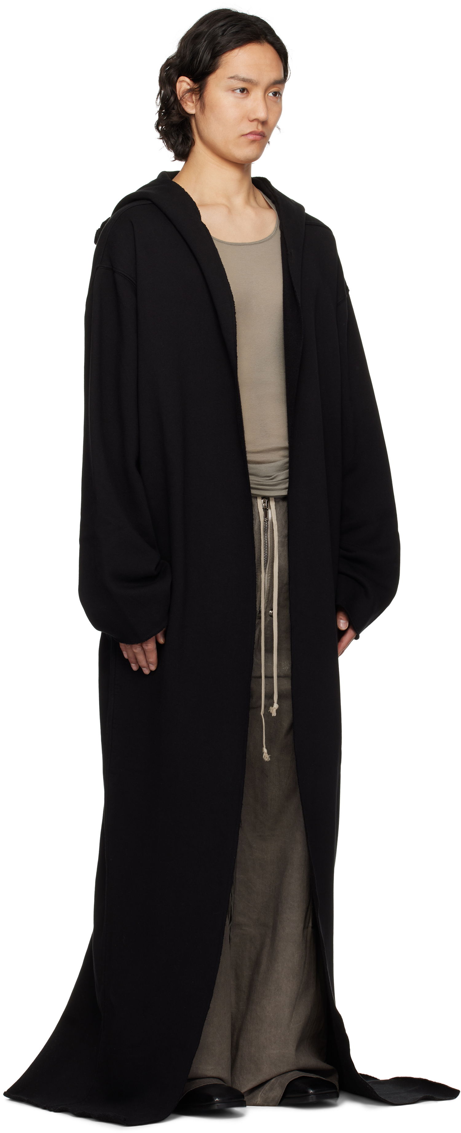 Pleteni pulover Rick Owens Rick Owens DRKSHDW Hollywood Dragging Hoodie Črna | DU01E3277 F, 1