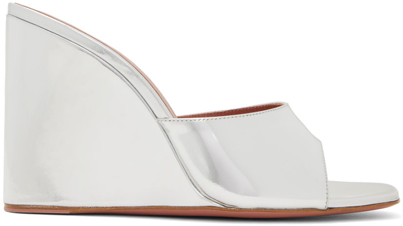 Modni dodatki Amina Muaddi Amina Muaddi Lupita Wedge Heeled Sandals Kovinski | LUPITA WEDGE WEDGE MIRROR