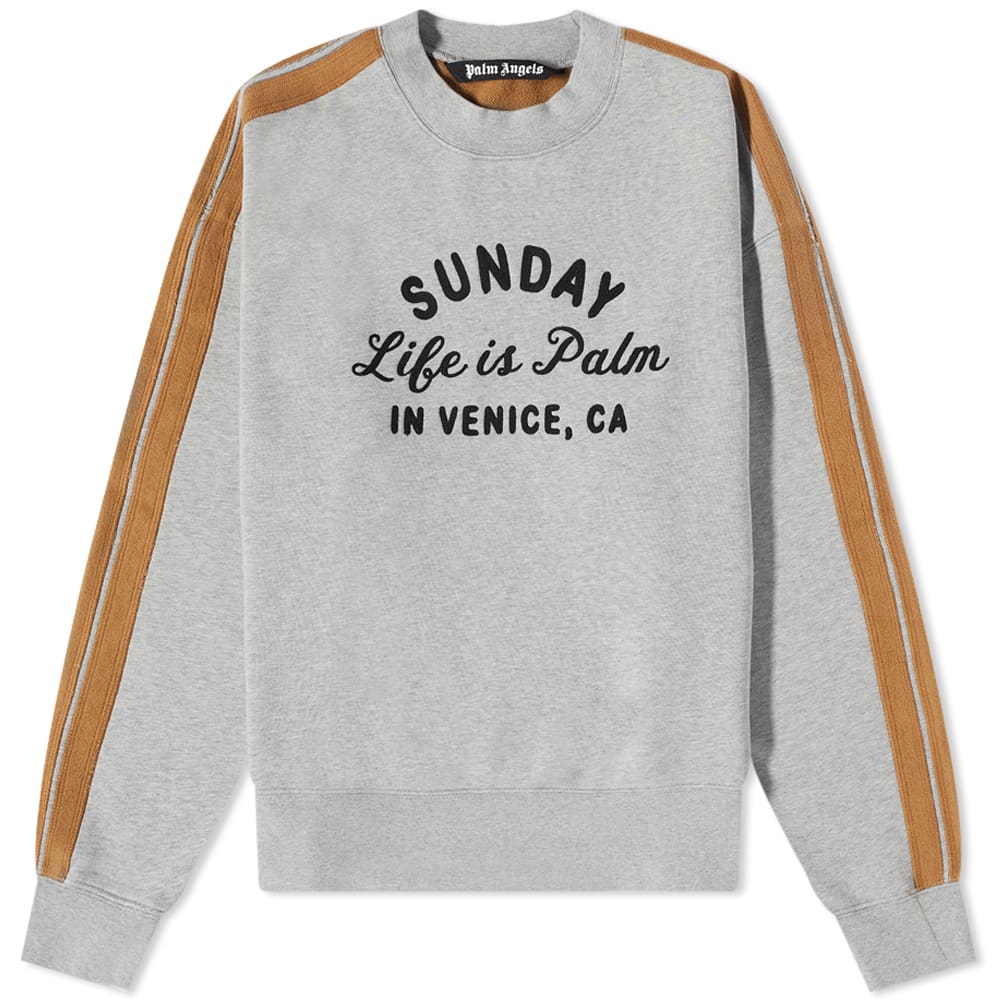 Pleteni pulover Palm Angels Sunday Life is Palm Taped Crewneck Siva | PMBA067F22FLE0010810, 0