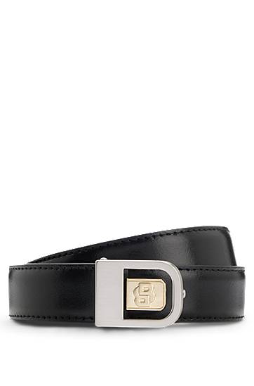 Pasovi BOSS Reversible Italian Leather Belt with Double B Monogram Črna | 50548522