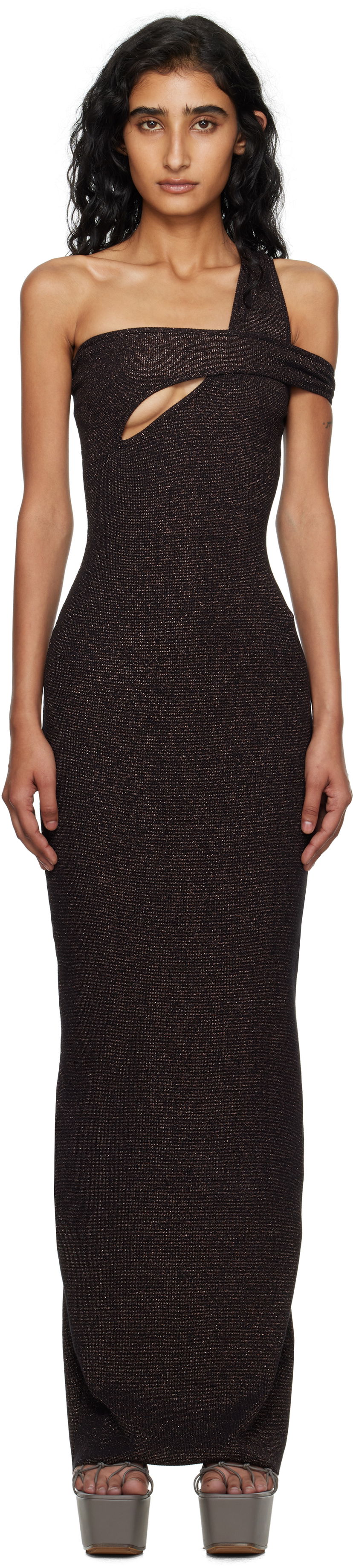 Obleke Ottolinger Ottolinger Twisted Rib Maxi Dress Črna | 104-502004-01