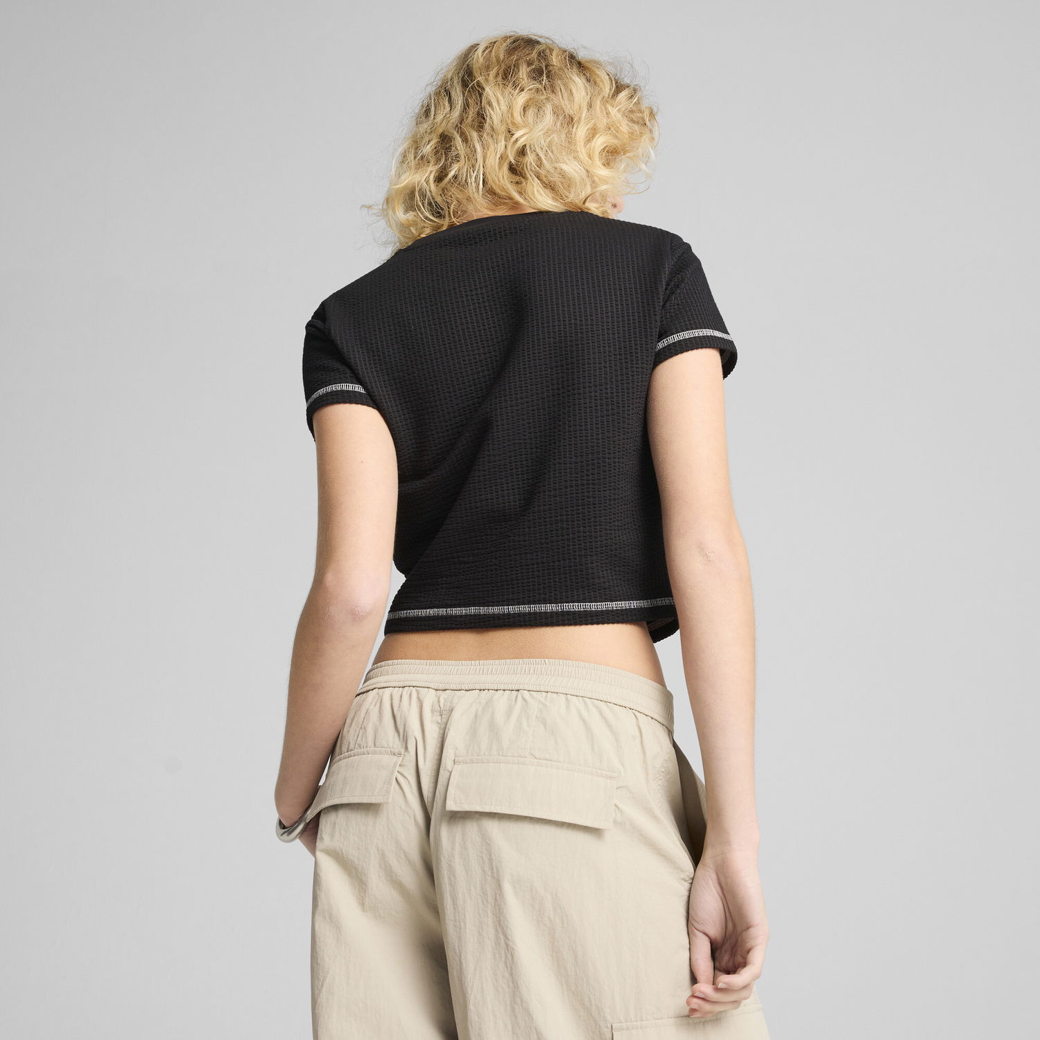 Krop-top Puma DARE TO Textured Baby Tee Črna | 629806_01, 1