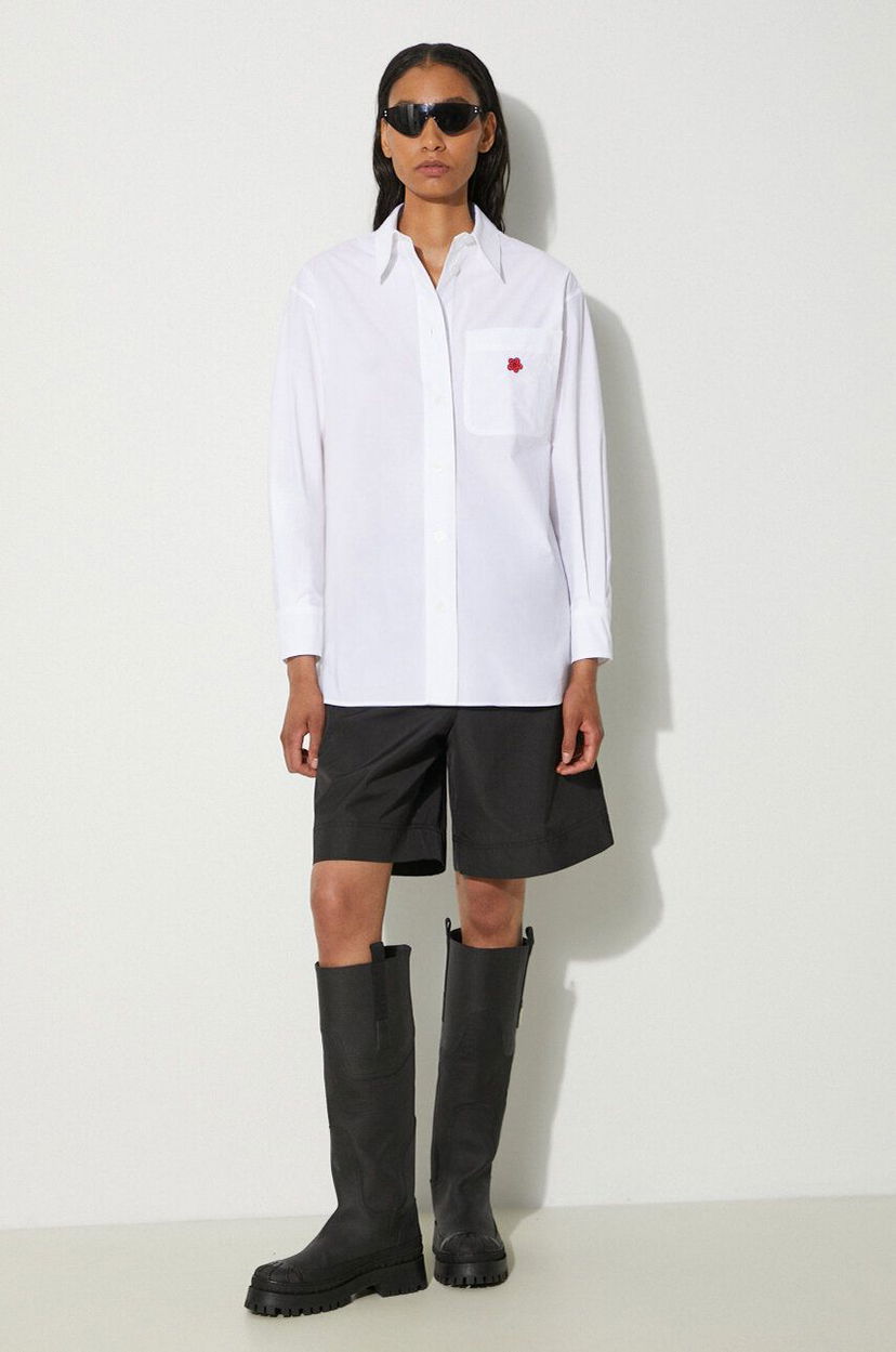 Srajce KENZO Kenzo Boke Flower Oversized Relaxed Fit Shirt Bela | FE62CH2569LS.01