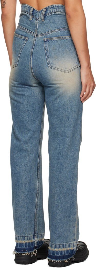 Kavbojke We11done We11done Distressed High-Waisted Jeans Modra | WD-DP3-24-323-W-BL, 2