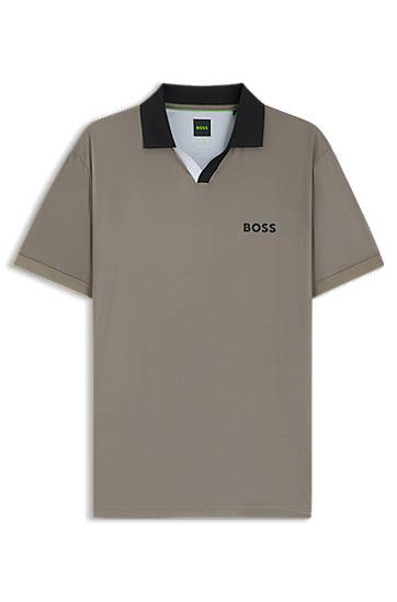 Polo majica BOSS Active slim-fit ripstop polo shirt with colour-blocking Siva | 50543348
