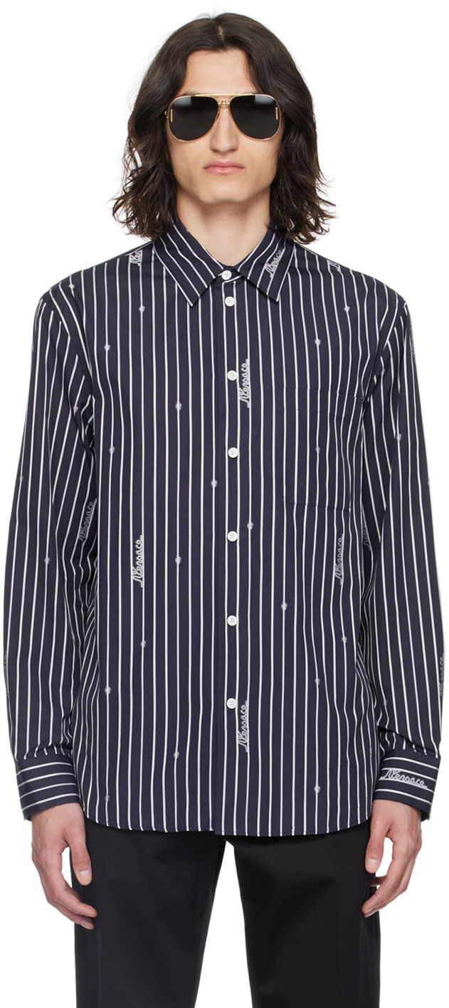 Srajce Versace Navy Nautical Stripe Shirt Mornarica | 1013870_1A09745