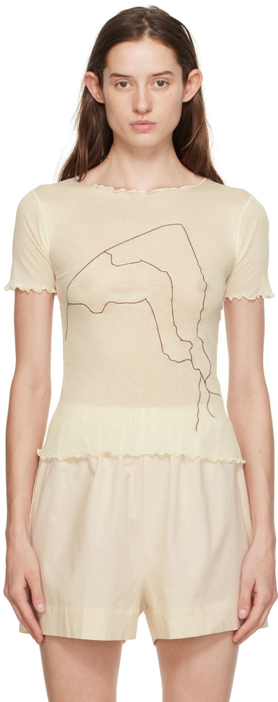 Majica Baserange Baserange Aroostook Lettuce Edge T-Shirt Bež | TOAR-CG-000
