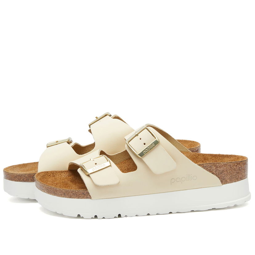 Superge in čevlji Birkenstock Arizona Platform Flex Nubuck Ecru Bež | 1026924