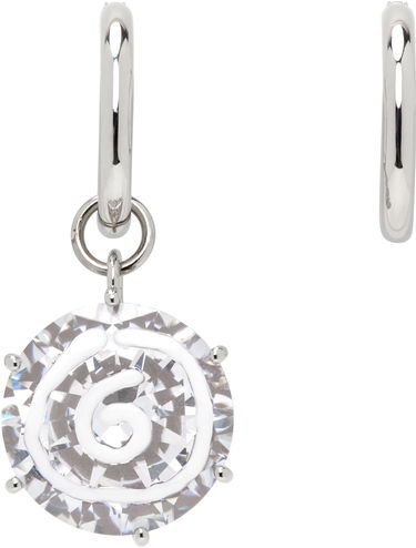 Uhani Maison Margiela MM6 Maison Margiela Silver Crystal Spiral Drop Earrings Kovinski | SM7VG0087 P8372, 0