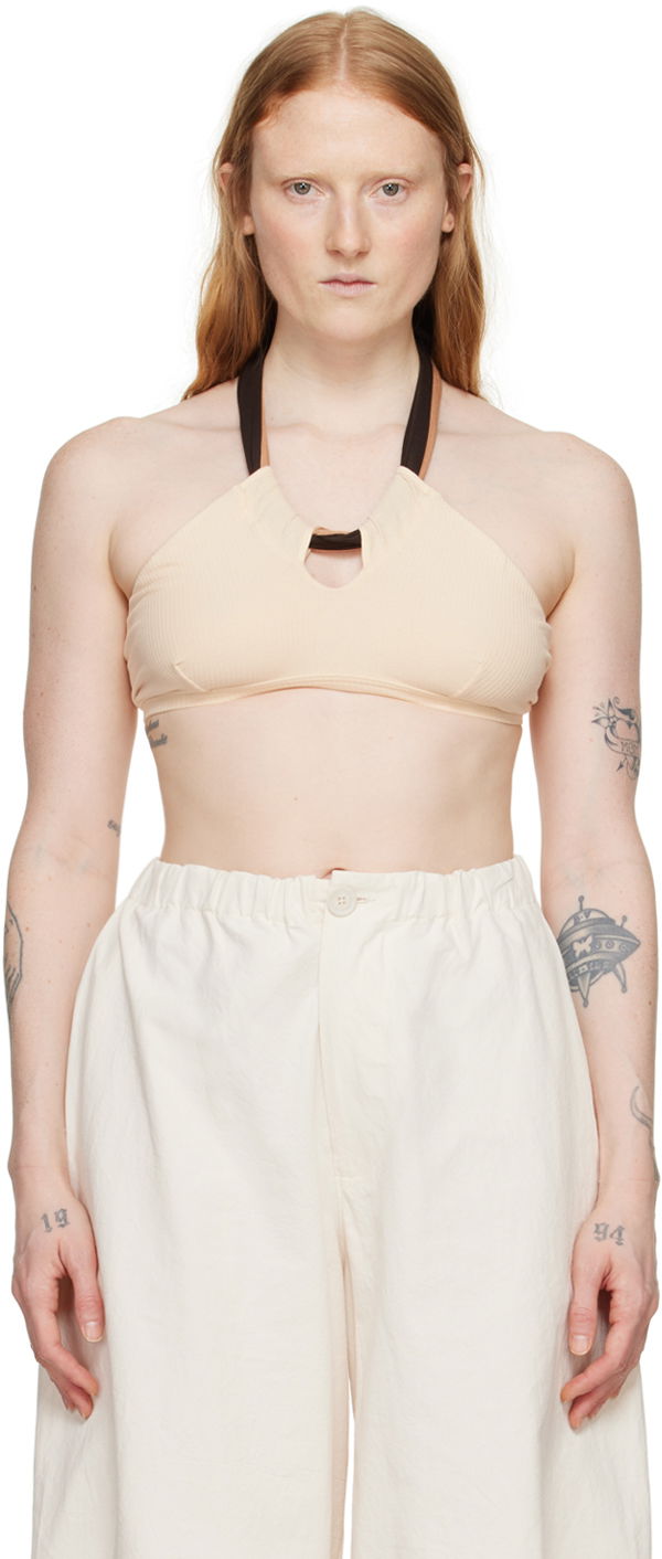 Krop-top Baserange Beige Halter Neck Bra Bež | BRCI-RB-SU24, 0