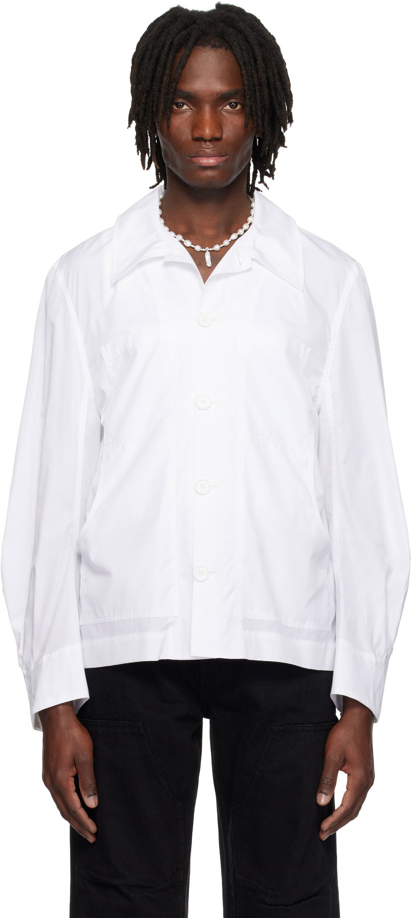 Srajce Simone Rocha Simone Rocha Workwear Shirt Bela | 5350D 1025