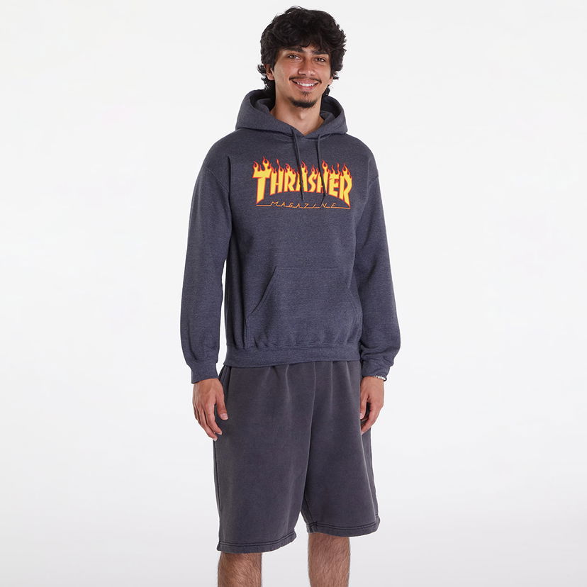Pulover Thrasher Thrasher Flame Hoodie Siva | 312007 Dark Grey