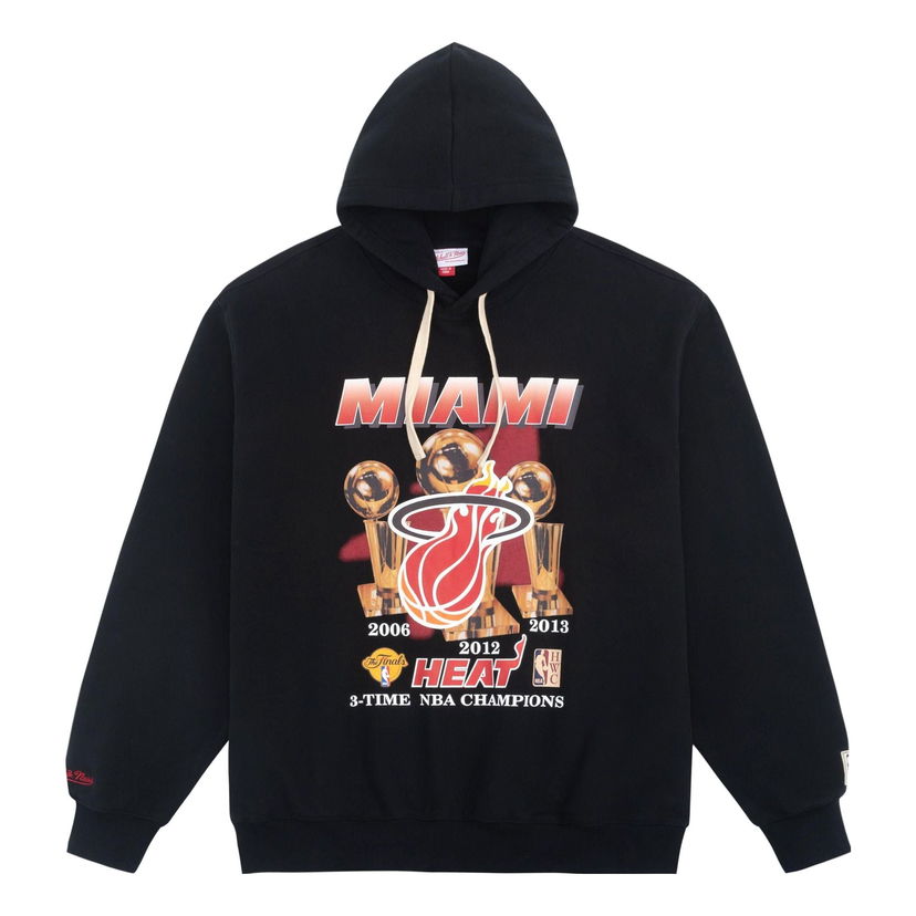 Pulover Mitchell & Ness NBA Miami Heat 3 Times Champion Hoodie Črna | MNJYFWHD23095002