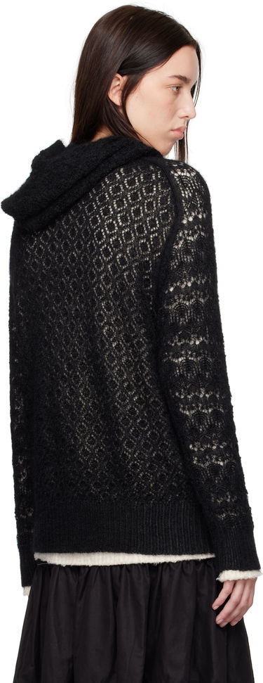 Pleteni pulover Comme des Garçons Comme Des Garçons Wool Lace Pattern Intarsia Hoodie Črna | TN-N024-051, 2