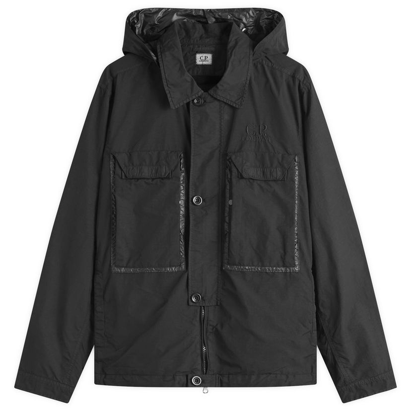 Vetrovka C.P. Company C.P. Company Flatt Nylon Goggle Overshirt, Large Črna | 18CMOS090A-005991G-999