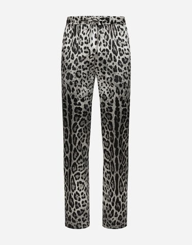 Hlače Dolce & Gabbana Leopard-print Satin Pants Siva | GVRMATIS1WTHI13N, 0