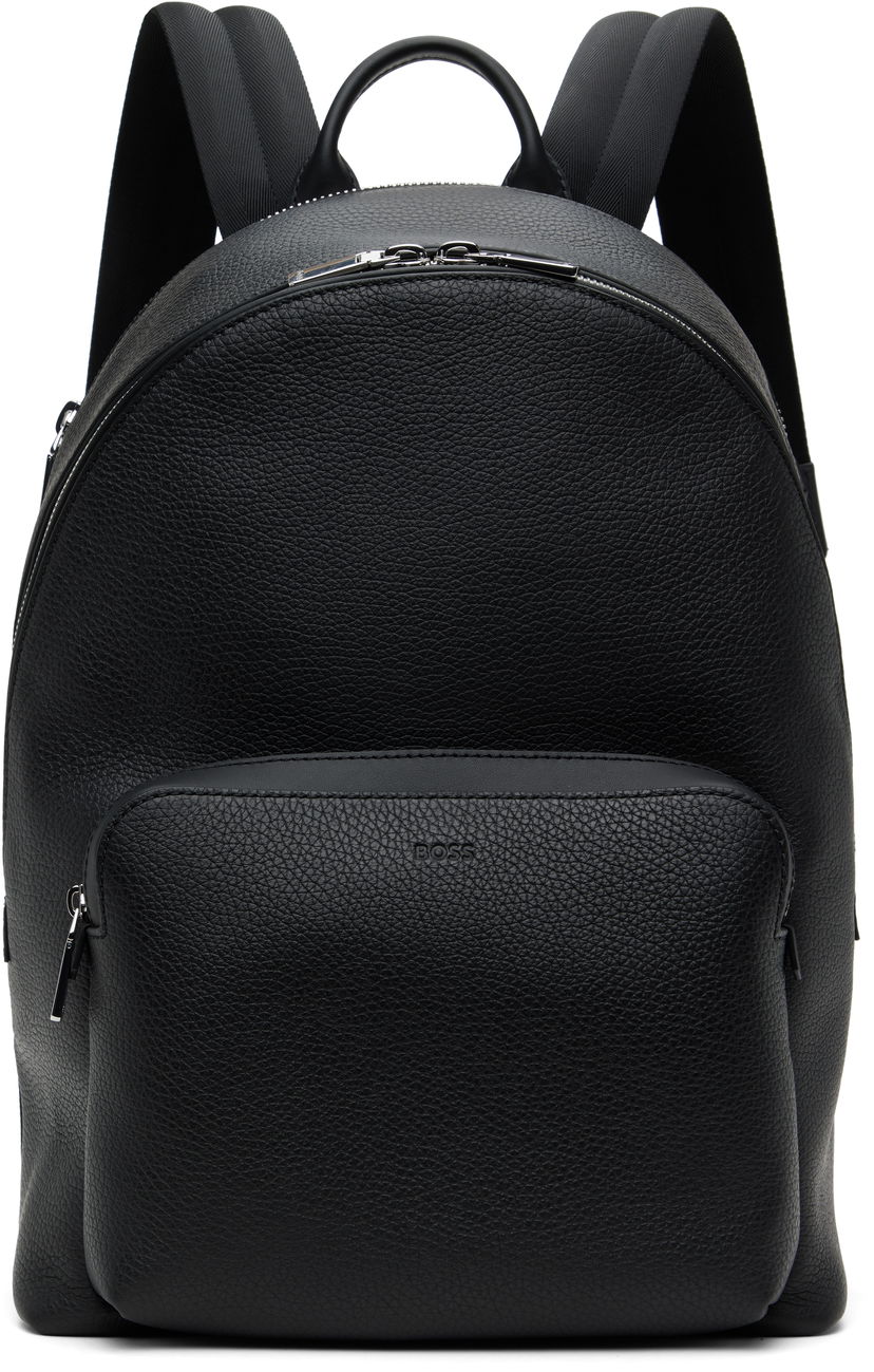 Nahrbtnik BOSS BOSS Smart Sleeve Grained Leather Backpack Črna | 50536142
