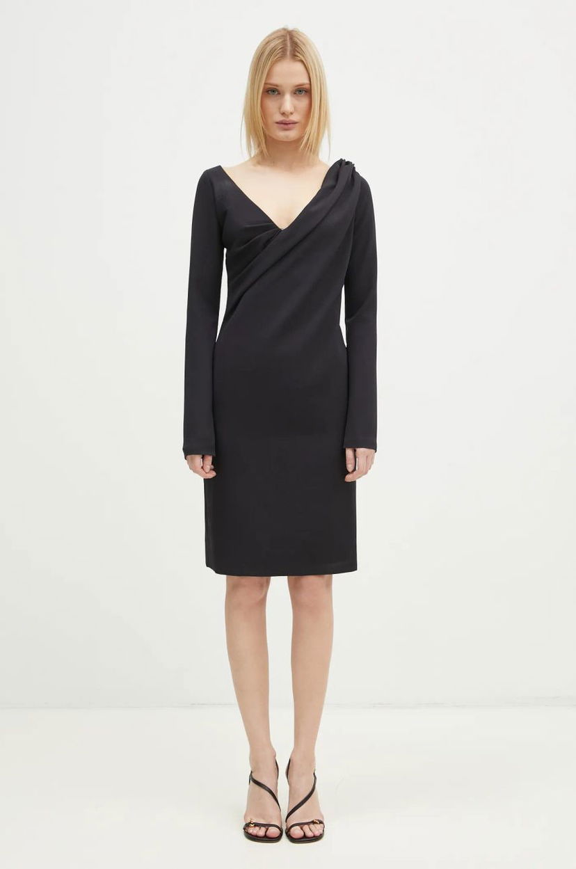 Obleke JW Anderson JW Anderson Shoulder Drape V-Neck Mini Dress Črna | DR0446.PG1573.999