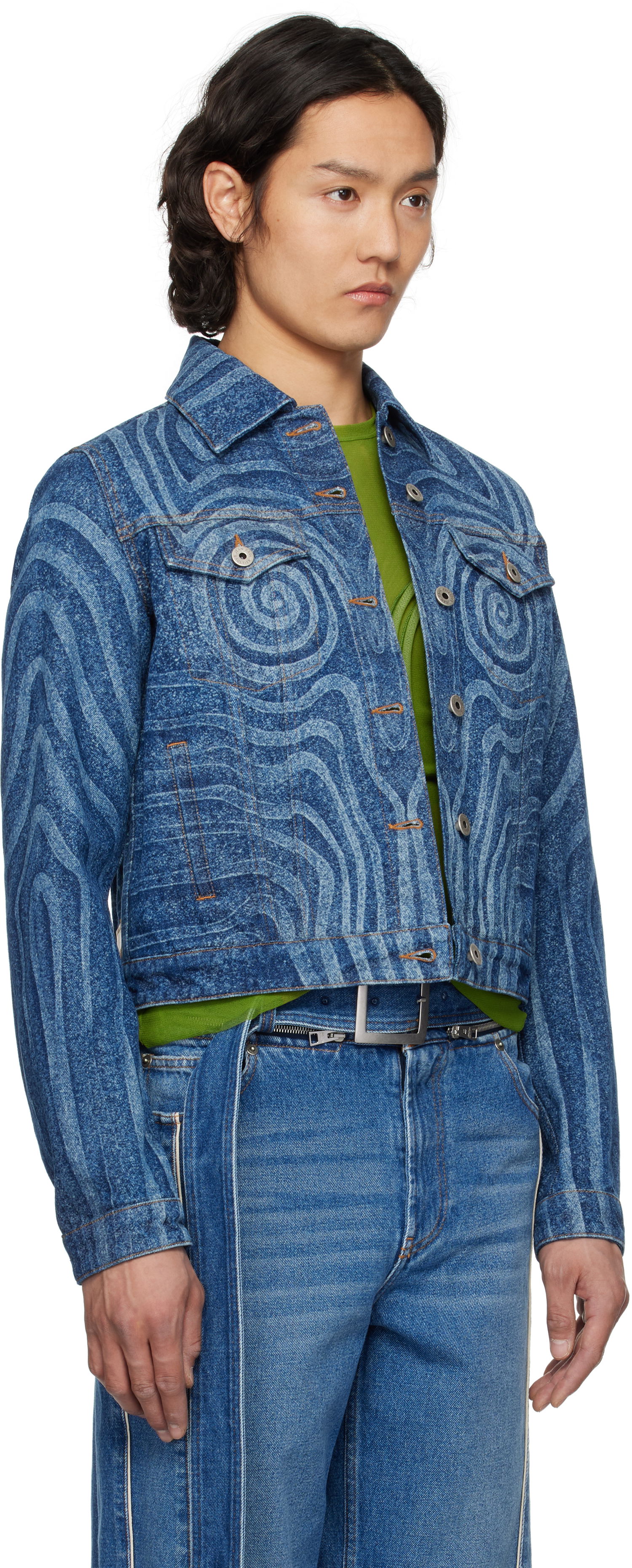 Jakna Jean Paul Gaultier Jean Paul Gaultier Spiral Denim Jacket Modra | 25/34-U-VE114L-D017-5556, 1