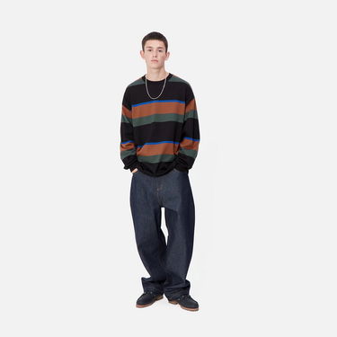 Majica Carhartt WIP Sundling Stripe Long Sleeve T-Shirt Črna | I033928_9, 1