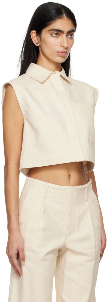 Srajce Loulou de Saison Loulou de Saison Adora Cropped Sleeveless Shirt Bela | ADORA, 1