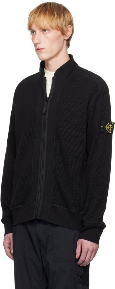 Pleteni pulover Stone Island Stone Island Waffle Fleece Sweatshirt Črna | K1S15 6100007 S0044, 3