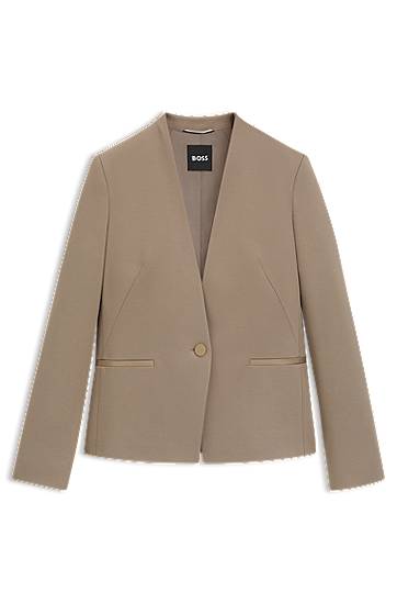Jakna BOSS Collarless Regular-Fit Blazer Bež | 50541998