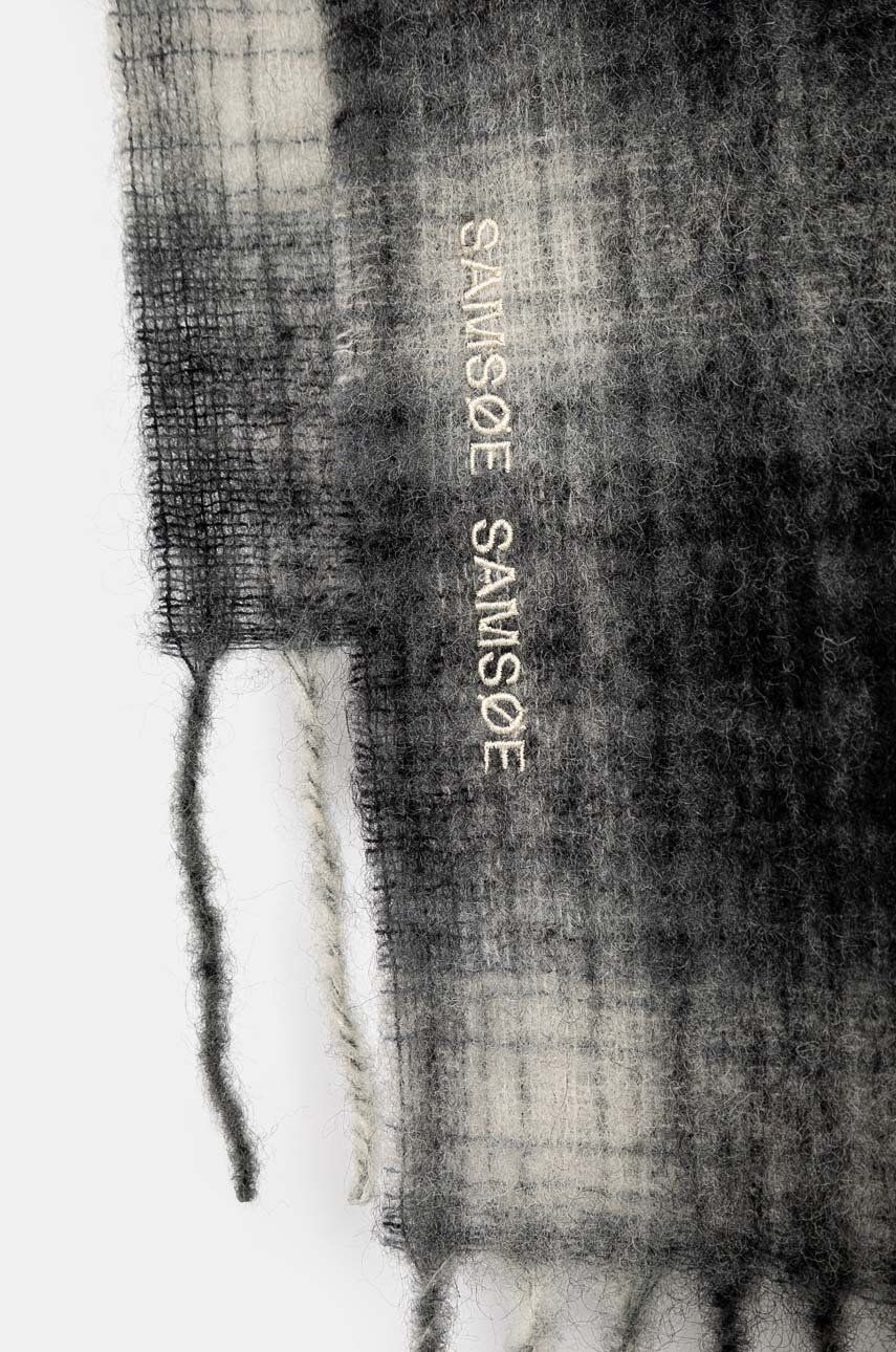 Šala Samsoe Samsoe Samsoe Samsoe Checked Wool Scarf with Fringed Ends and Wooden Ring Večbarvna | U23300003, 1