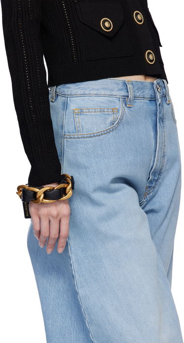 Zapestnica Balmain Chain Leather Bracelet Črna | EN1XH471MBLH, 2