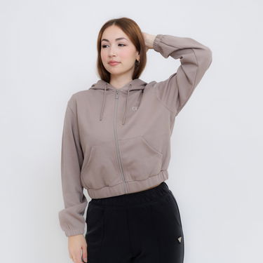 Pulover GUESS Guess Roberta Full Zip Cropped Hoodie Rjava | V5RQ20KC3D2-A120, 3