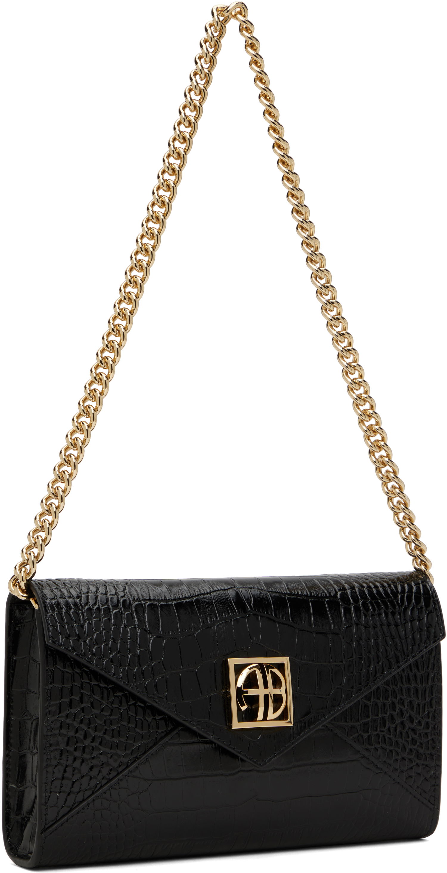 Denarnica Anine Bing ANINE BING Small Elly Croc-Embossed Clutch Bag Črna | A-13-10469-BLK1, 1