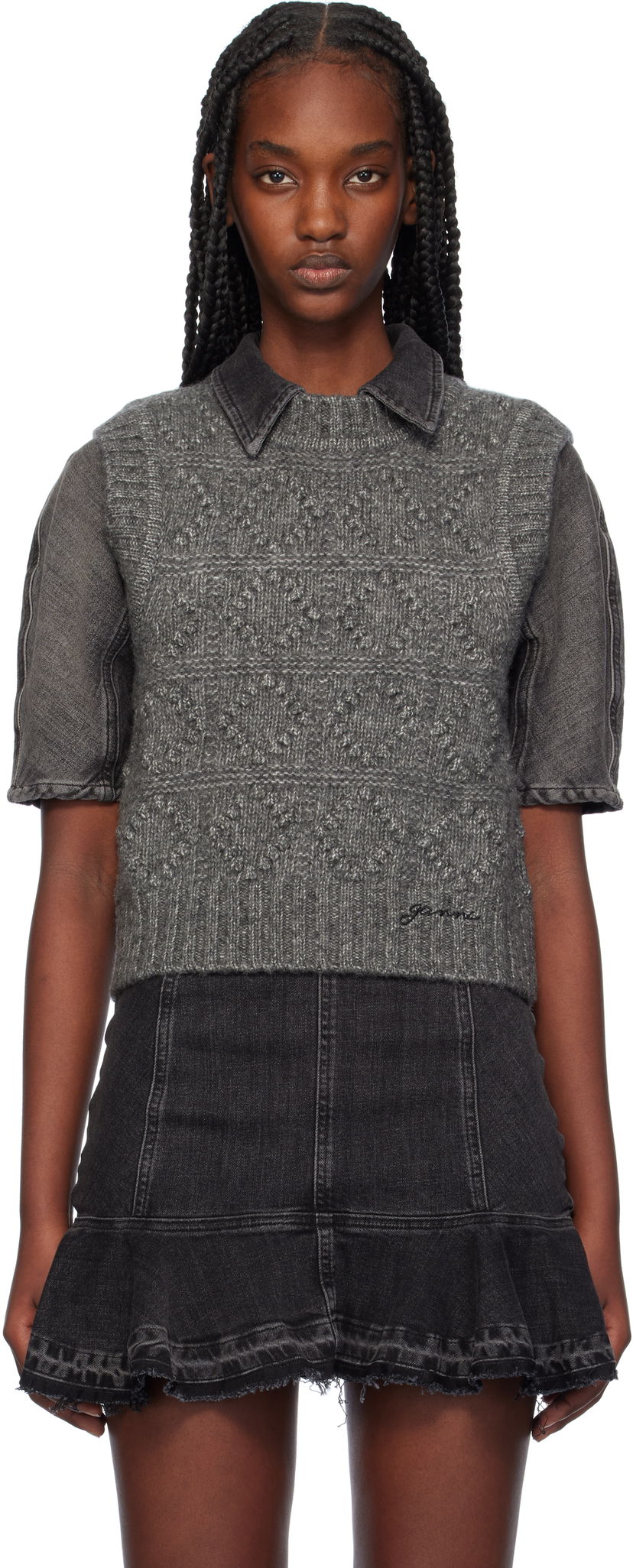 Pleteni pulover GANNI Knit Vest Siva | K2339