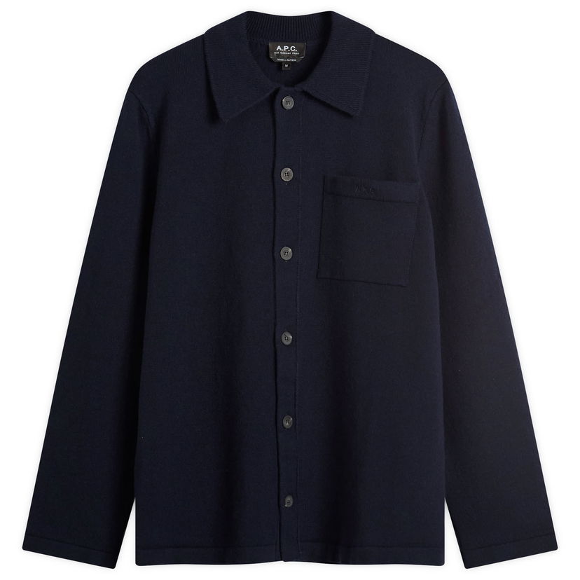 Jakna A.P.C. Men's Matti Felted Wool Shirt Jacket, Size Small Mornarica | WOASB-M03237-IAK