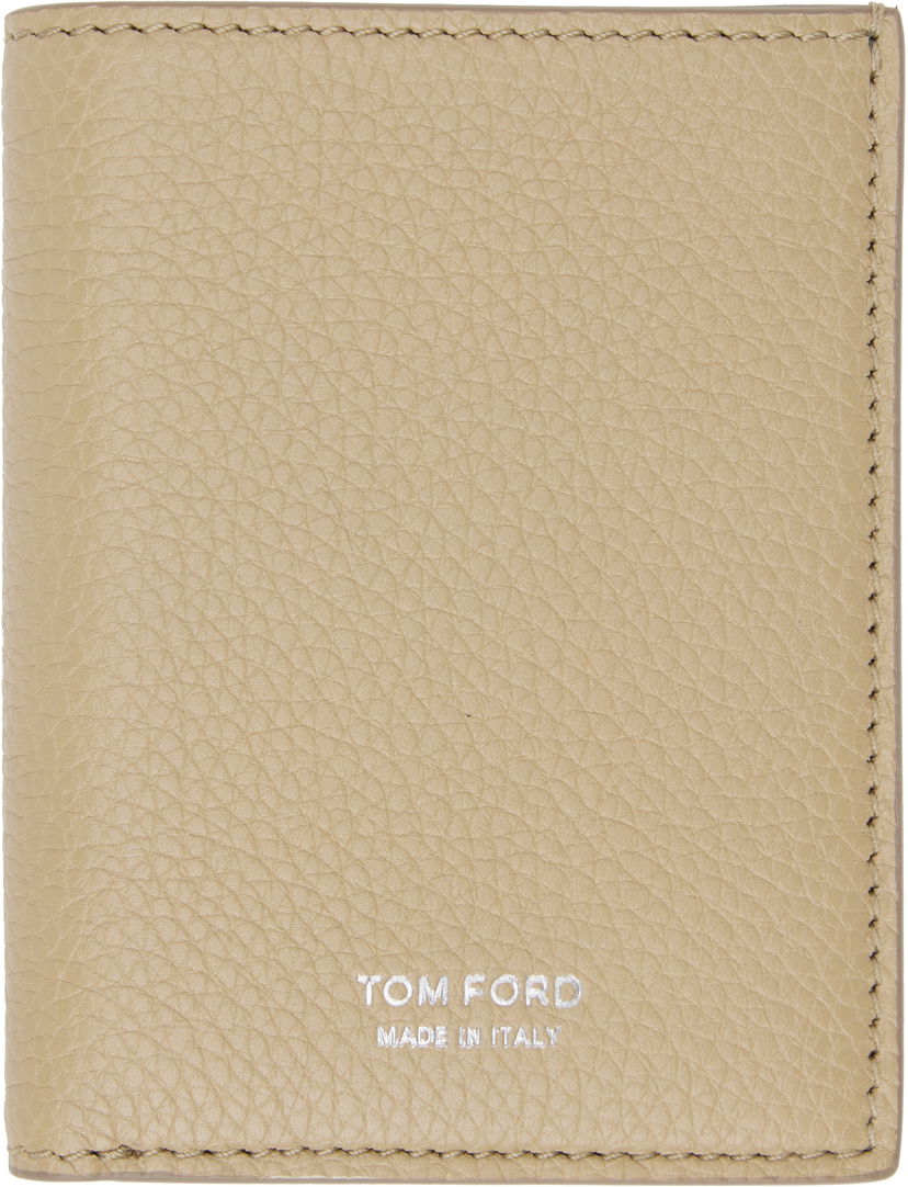 Denarnica Tom Ford Grain Leather Folding Card Holder Bež | Y0279-LCL158S
