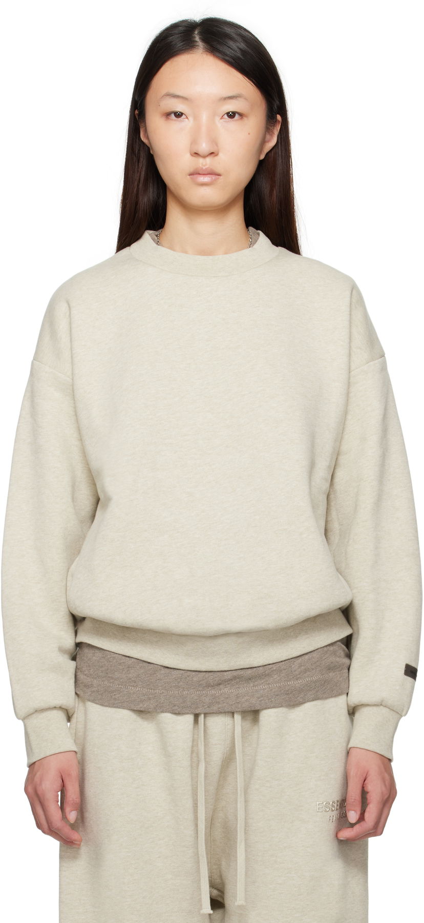 Pulover Fear of God Fear of God ESSENTIALS Classic Fit Crewneck Sweatshirt Bež | 192SP255552FW
