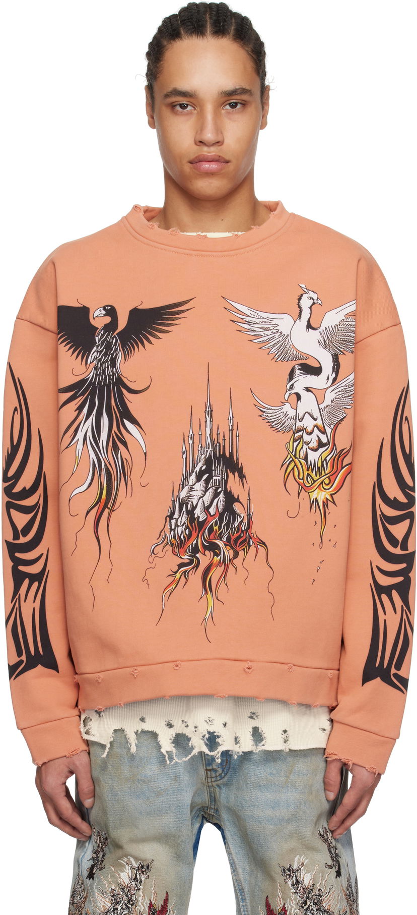 Pulover Who Decides War Who Decides War Nefarious Winged Crewneck Sweater Oranžna | 1110390004SS25