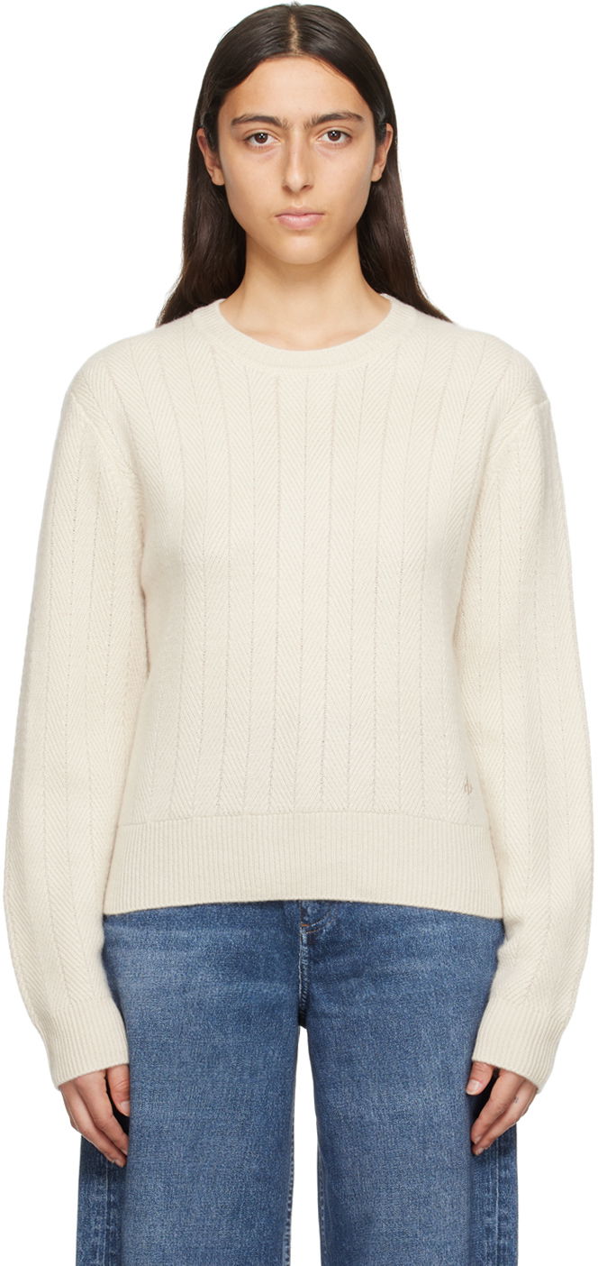 Pleteni pulover rag & bone Durham Knit Sweater Bela | WAS23F037CC37