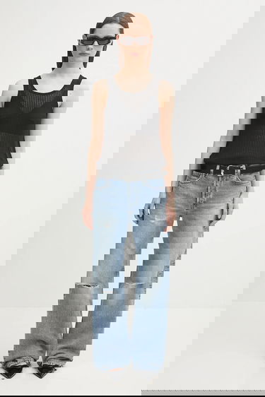 Majica brez rokavov Anine Bing eugene Sheer Ribbed Tank Top Črna | A.08.11256, 4