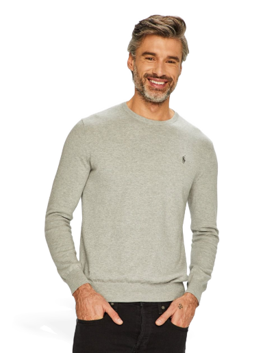 Pleteni pulover Polo by Ralph Lauren Slim Fit Cotton Sweater Siva | 710684957003