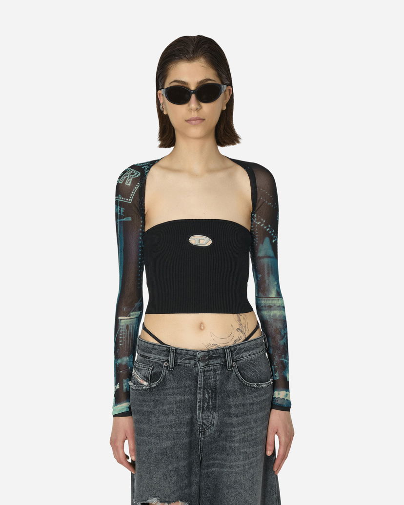 Krop-top Jean Paul Gaultier Printed Mesh Long Sleeve Shrug Črna | TO207-T552 59560100