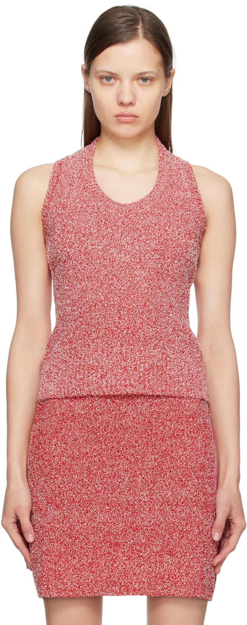 Majica brez rokavov FERRAGAMO Red Bouclé Tank Top Rdeča | 781003