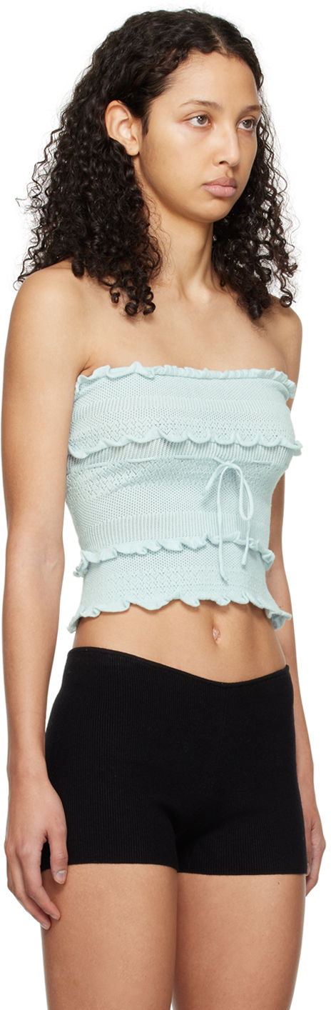 Majica brez rokavov GUIZIO Guizio Balena Smocked Tube Top Turkizna | R24608S035, 1