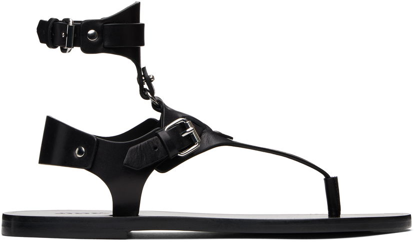 Superge in čevlji ISABEL MARANT Eveen Leather Thong Sandals Črna | SD0250FA-C2A02S