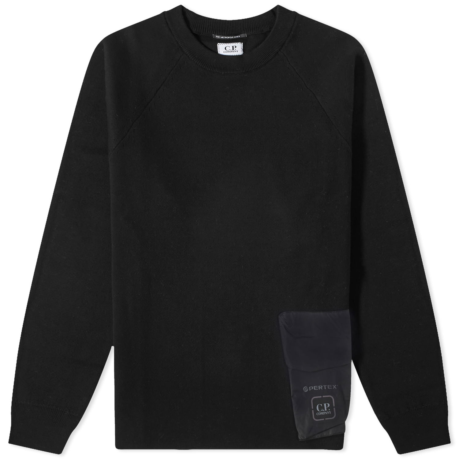 Pleteni pulover C.P. Company Double Mixed Pocket Crewneck Črna | 15CLKN020A-006599A-999, 0