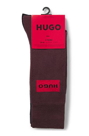 Nogavice BOSS Two-pack of regular-length socks with logo labels Bordo | 50543167, 1